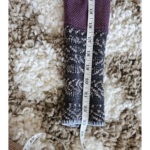Free People Purple Ski Lodge Newbie Thermal Henley Top Crochet Cuffs Size L Boho - Picture 5 of 9